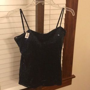 Navy blue sequence tank top
